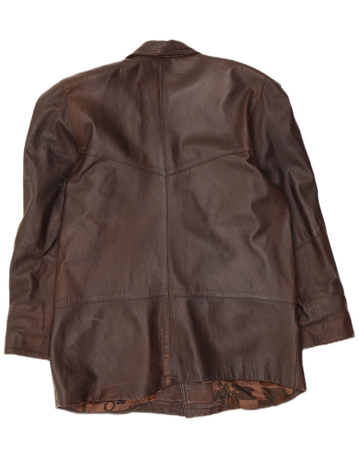 Jaqueta de couro feminina vintage IT 42 couro marrom médio
