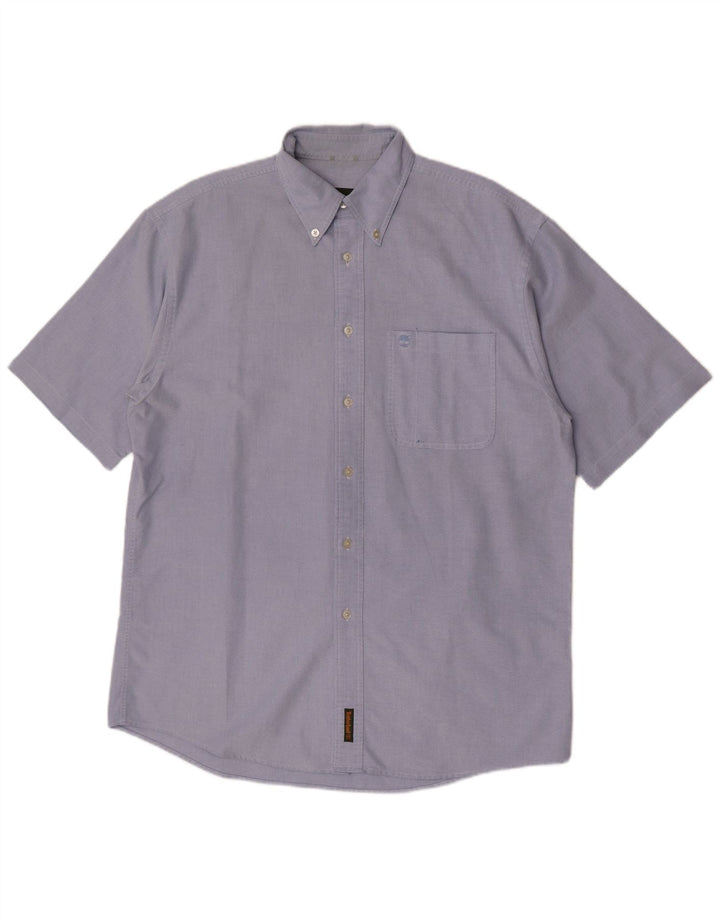 Camisa masculina de manga curta Timberland azul médio algodão