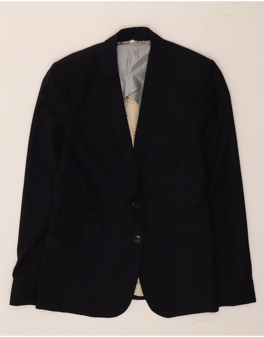 Jaqueta blazer feminina Massimo Dutti com 2 botões UE 40 lã azul marinho médio