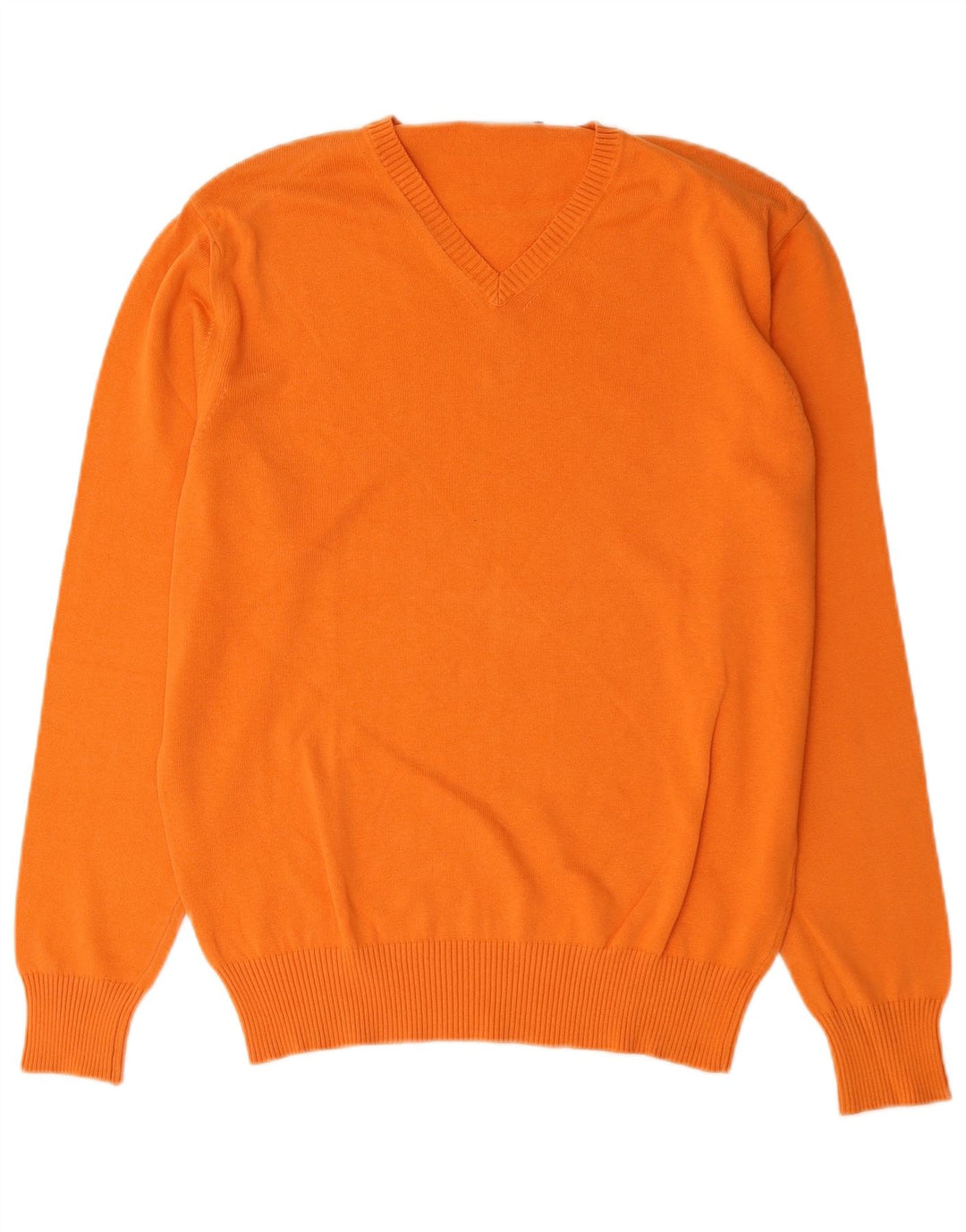 Suéter masculino Zara com decote em V grande algodão laranja