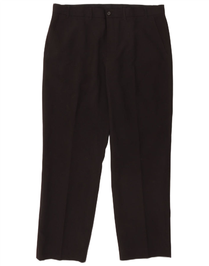 Calça chino reta masculina Marks & Spencer W38 L31 poliéster preto