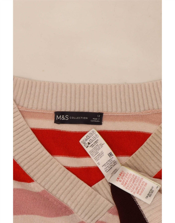 Suéter feminino Marks & Spencer com decote em V Reino Unido 12 médio multicolorido