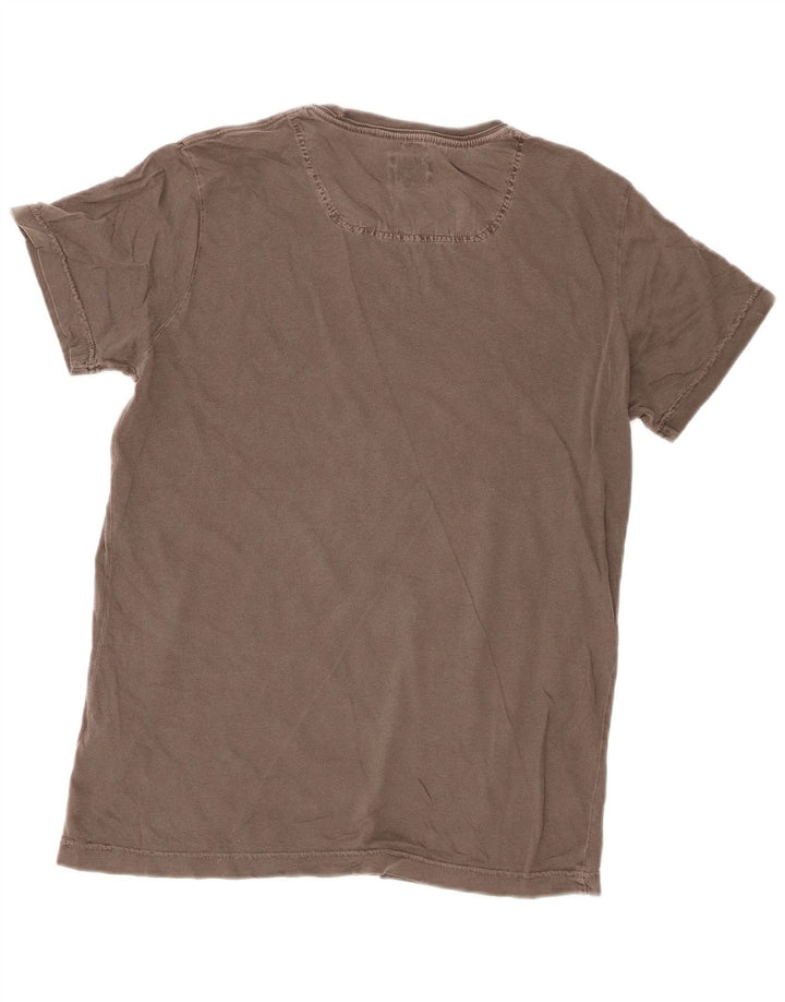 Diesel Camiseta masculina gráfica Top algodão cinza médio