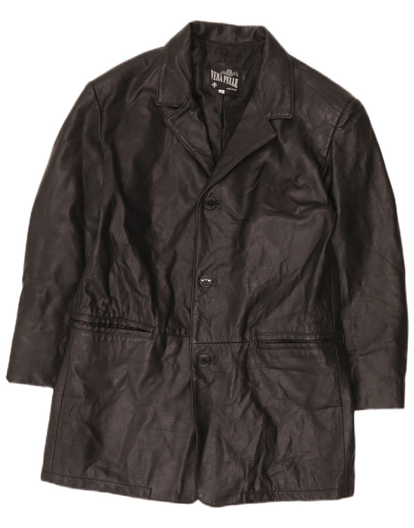 Jaqueta blazer masculina vintage de couro com 3 botões IT 52 XL couro preto