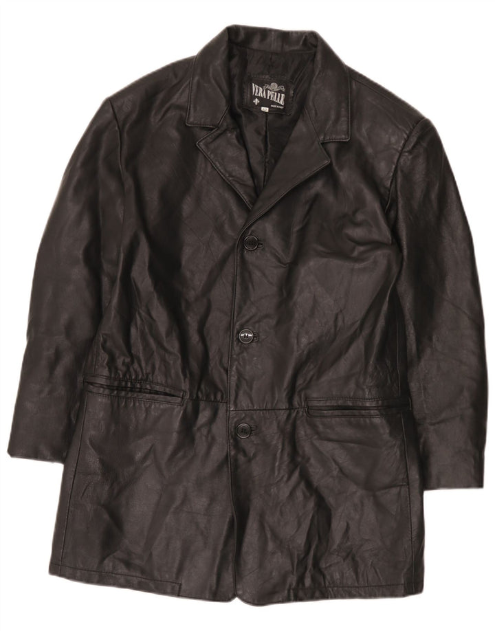 Jaqueta blazer masculina vintage de couro com 3 botões IT 52 XL couro preto