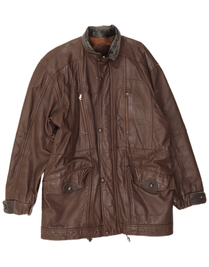 Jaqueta de couro masculina vintage UK 38 couro marrom médio