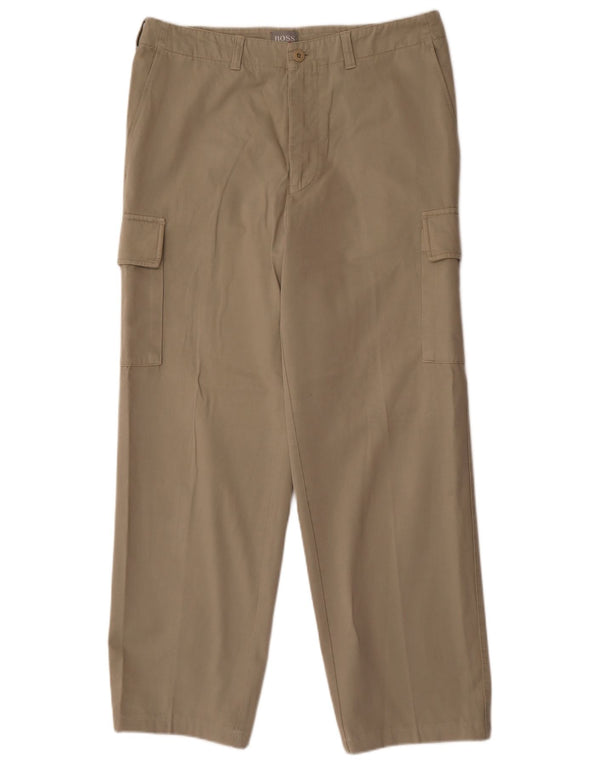 Calça cargo reta masculina Hugo Boss IT 52 XL W34 L30 algodão cinza