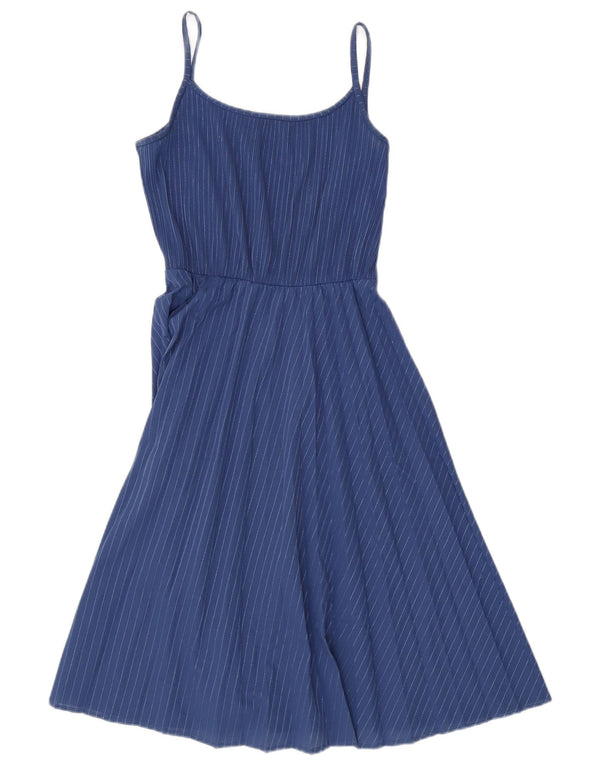 Vestido de verão feminino C&A UK 10 pequeno poliéster listrado azul