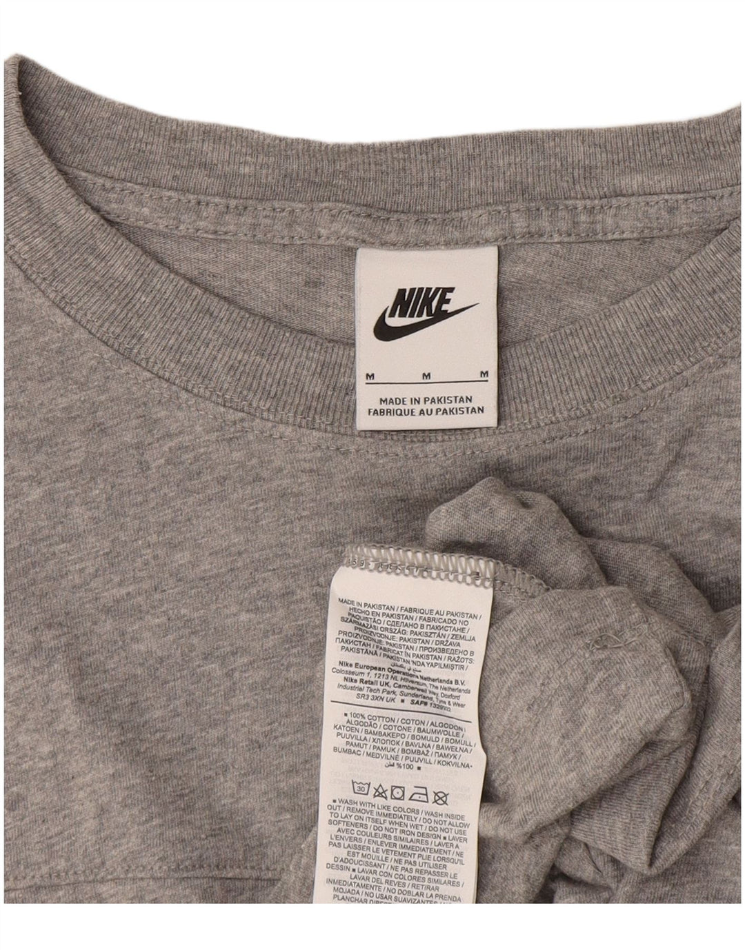 Camiseta feminina NIKE Crop Graphic UK 14 cinza médio colorblock algodão