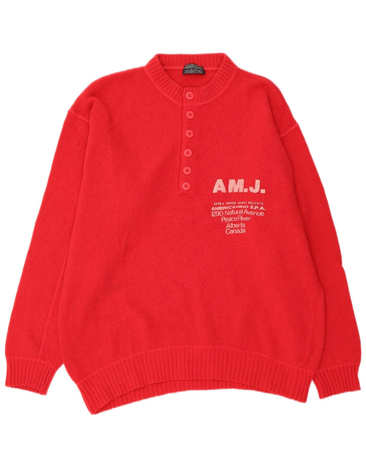 AMERICANINO Suéter masculino com gola redonda e gola redonda grande vermelho