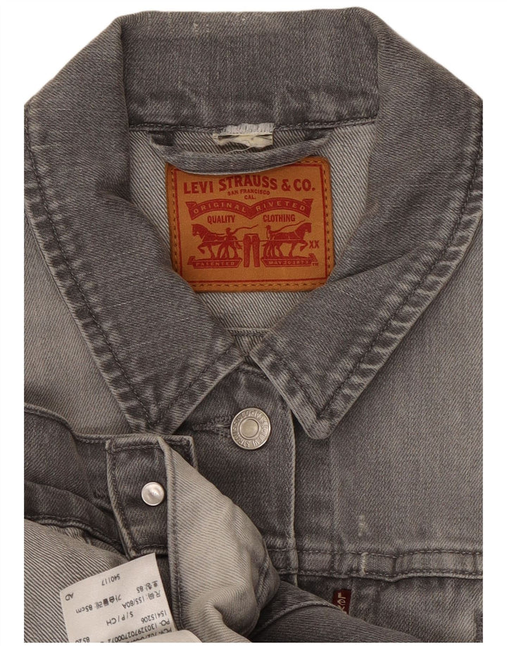 Jaqueta jeans feminina LEVI'S UK 10 algodão cinza pequeno