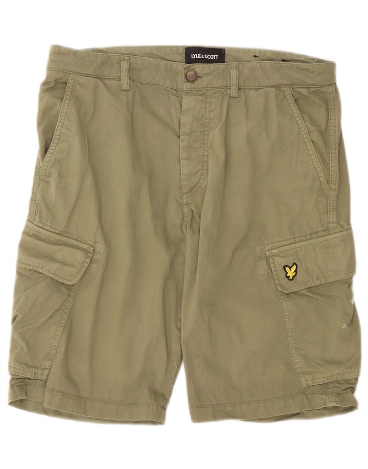 Shorts cargo masculinos Lyle & Scott W33 algodão cáqui médio