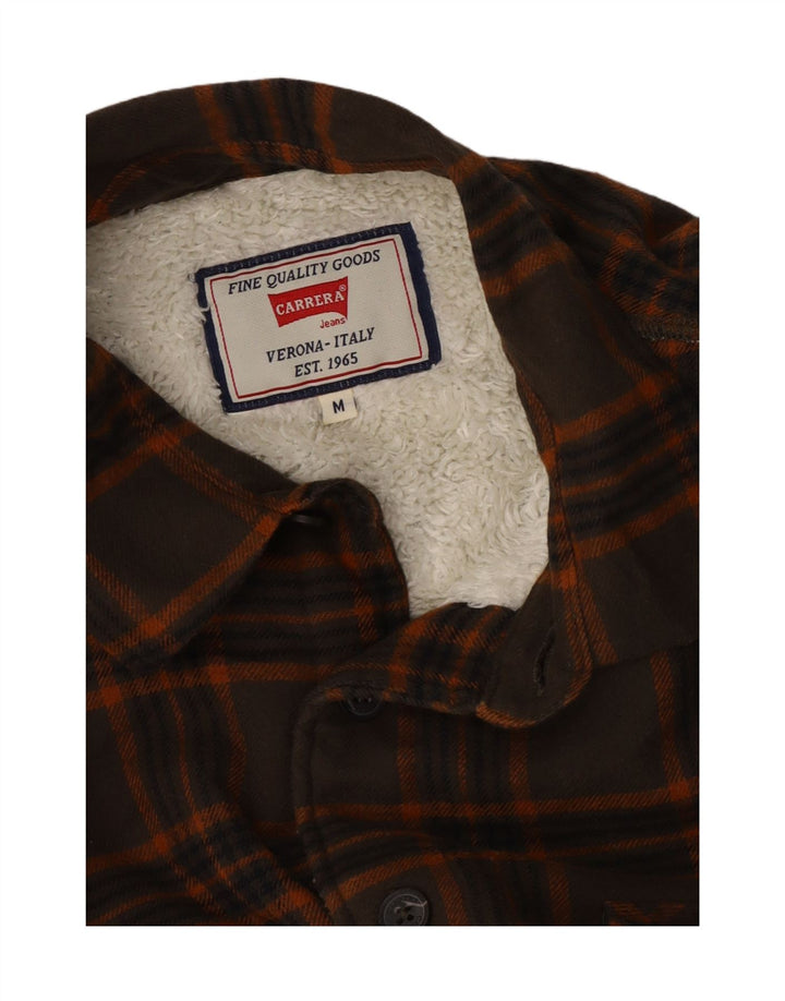 Camisa masculina Carrera de flanela lenhador médio xadrez marrom