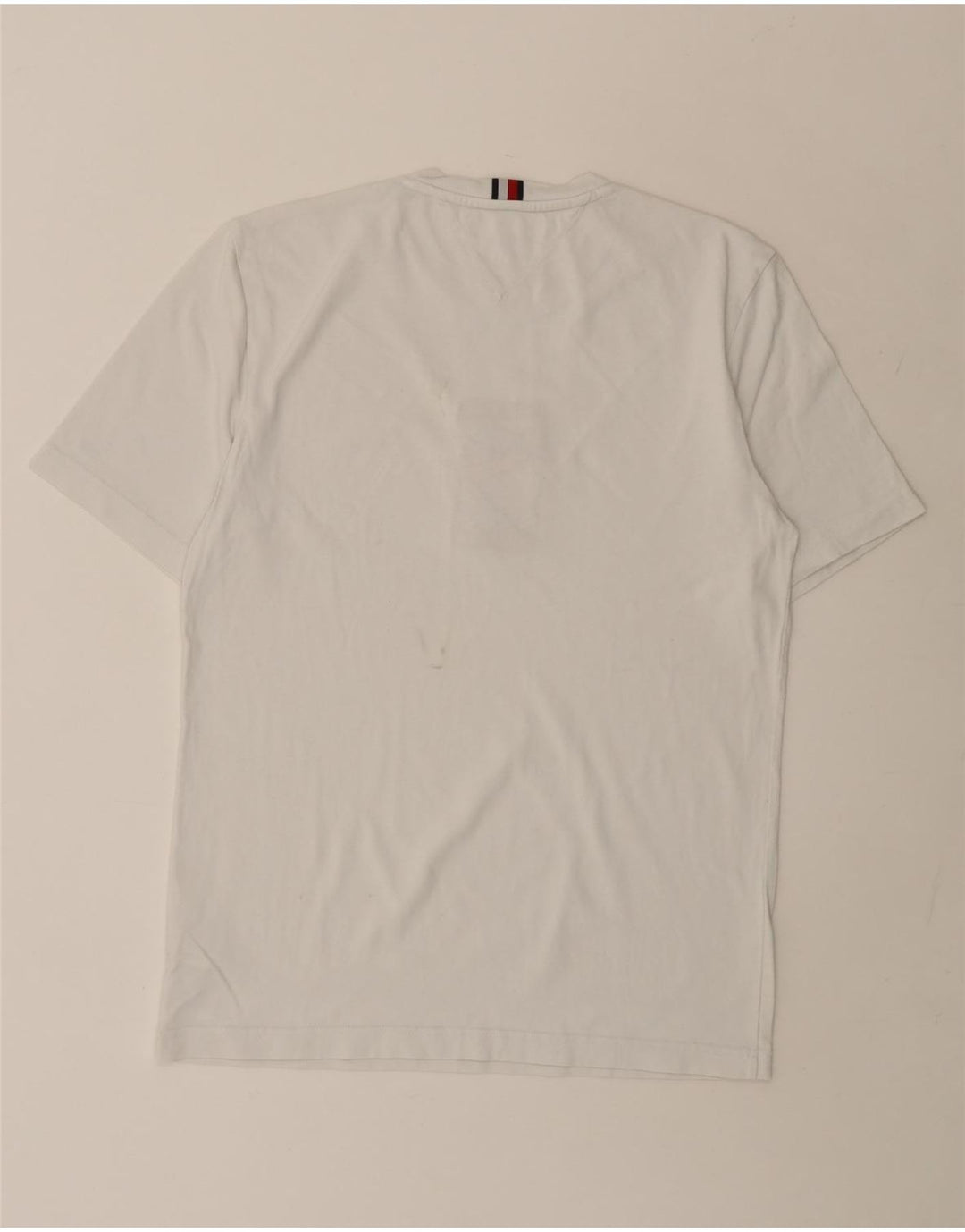 TOMMY HILFIGER Camiseta masculina gráfica Top médio algodão branco