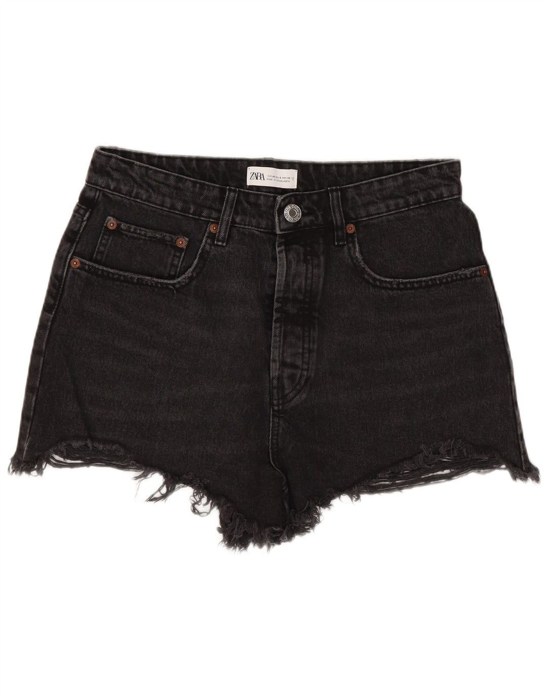 Shorts jeans feminino de cintura alta Zara EU 40 médio W30 preto