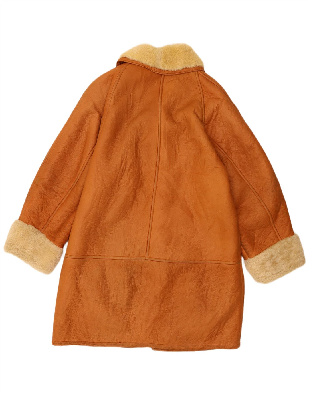 Casaco feminino Trussardi Shearling UK 18 XL couro bege