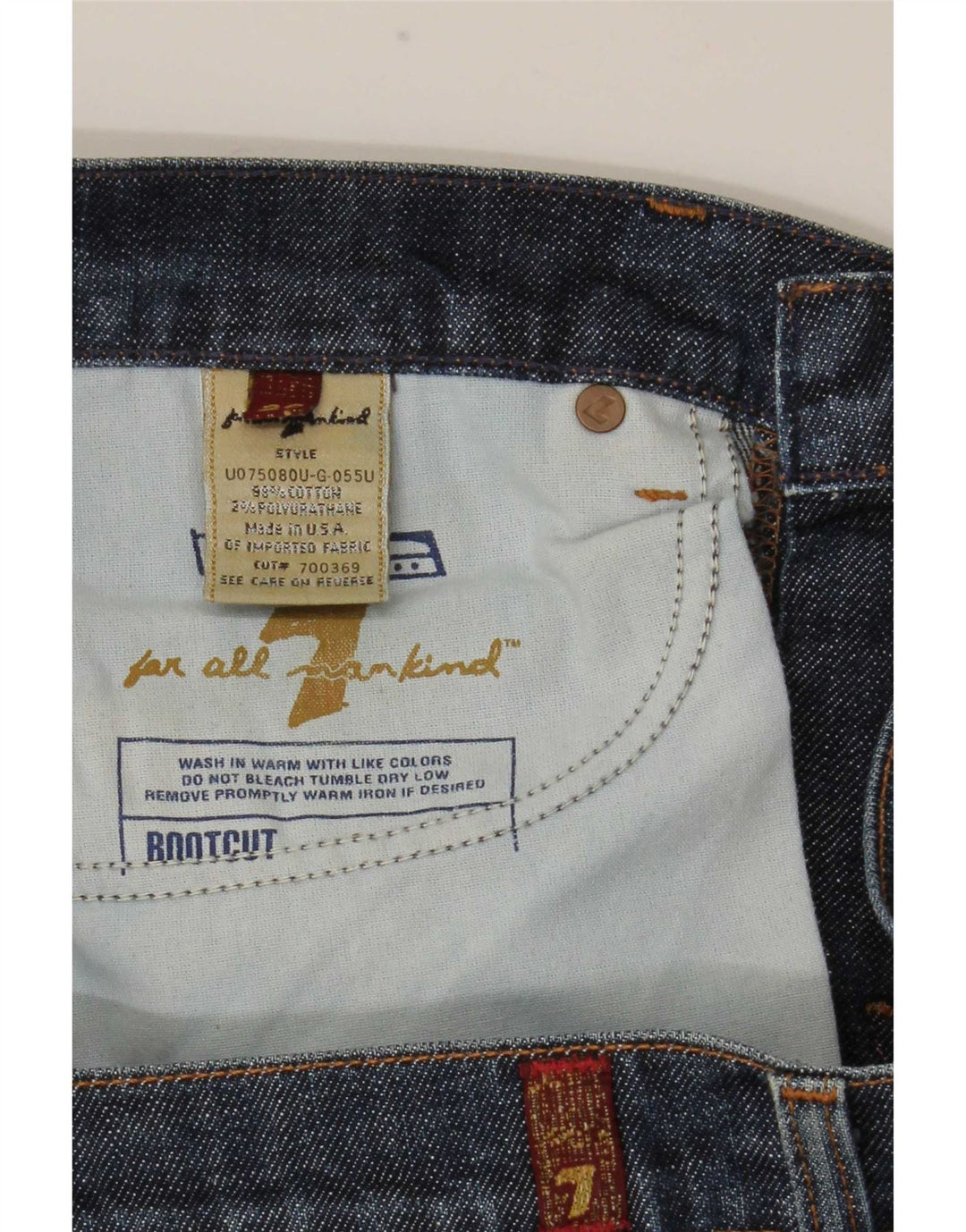 7 For All Mankind Jeans feminino bootcut W29 L32 algodão azul