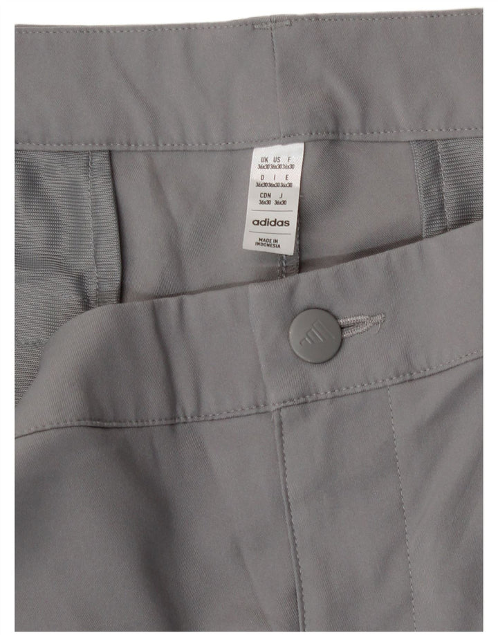 Adidas Mens Slim Chino Calças W36 L30 Cinza Poliéster