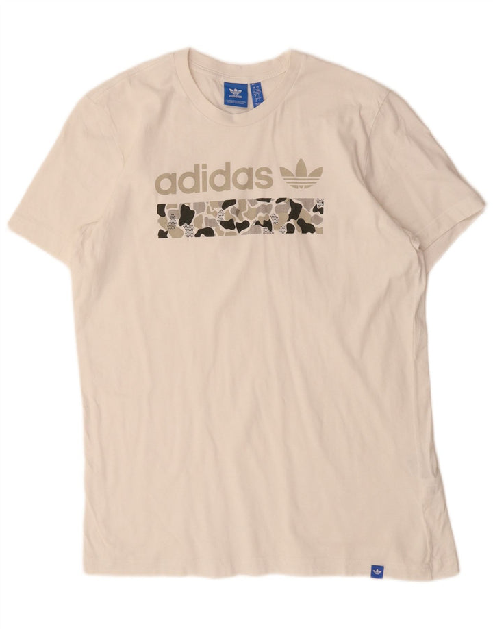 Adidas Mens Graphic T-Shirt Top Grande Algodão Branco