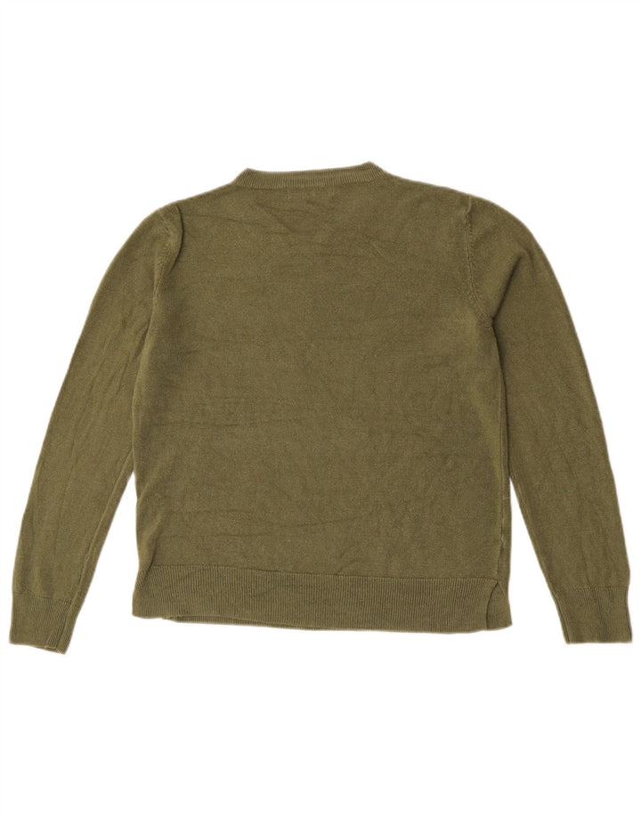 Suéter feminino Marks & Spencer com gola redonda Reino Unido 12 acrílico cáqui médio