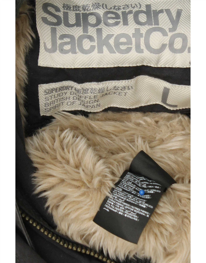 Jaqueta bomber com capuz feminina Superdry UK 16 grande algodão cinza