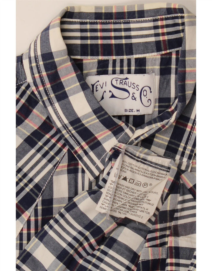 Camisa masculina LEVI'S média xadrez azul marinho de algodão