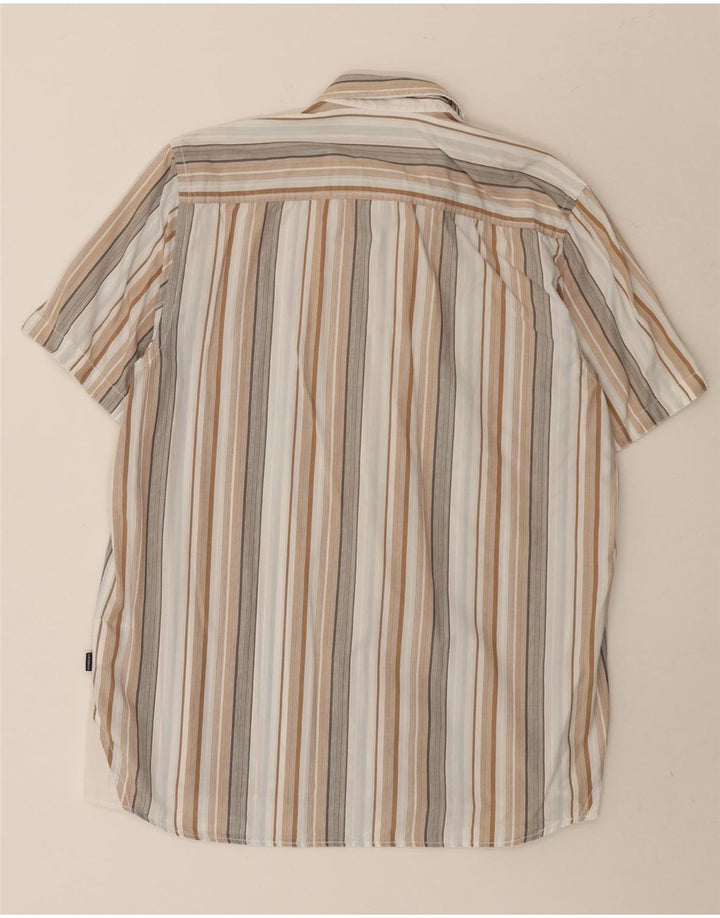 Camisa masculina de manga curta Lerros de algodão listrado multicolorido médio