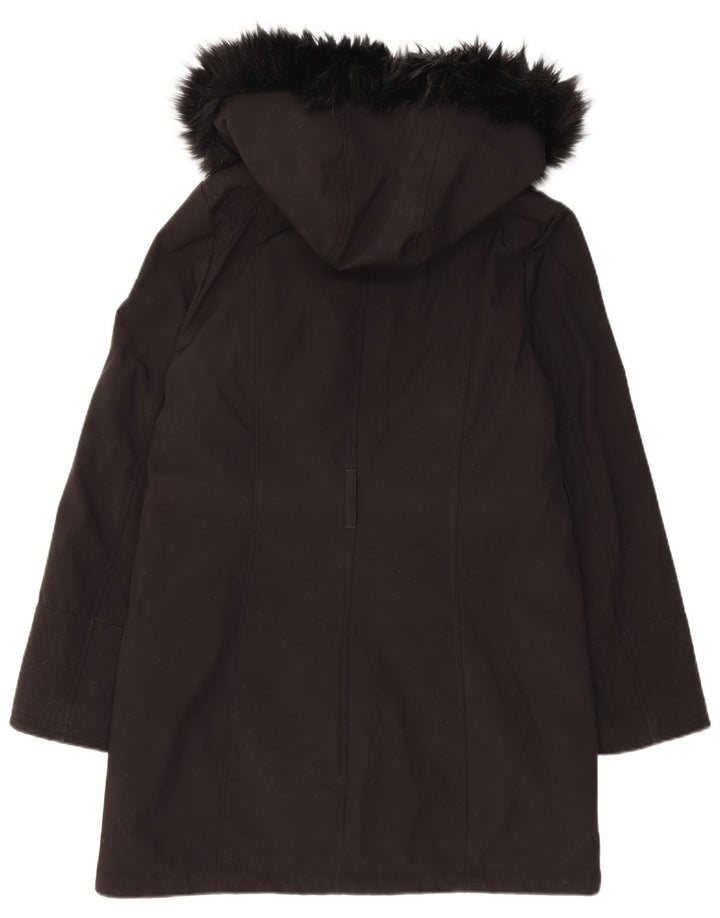 Jaqueta parka feminina com capuz Dkny UK 10 poliéster preto pequeno