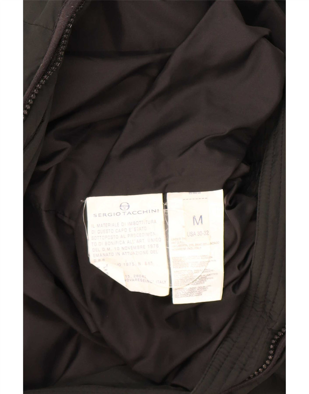 Jaqueta acolchoada masculina Sergio Tacchini UK 38 poliéster preto médio