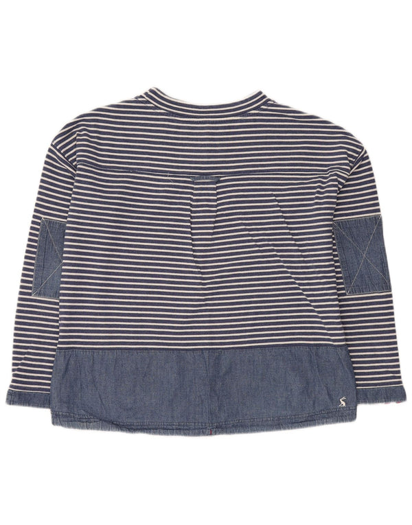 JOULES moletom feminino jumper UK 14 grande algodão listrado azul marinho