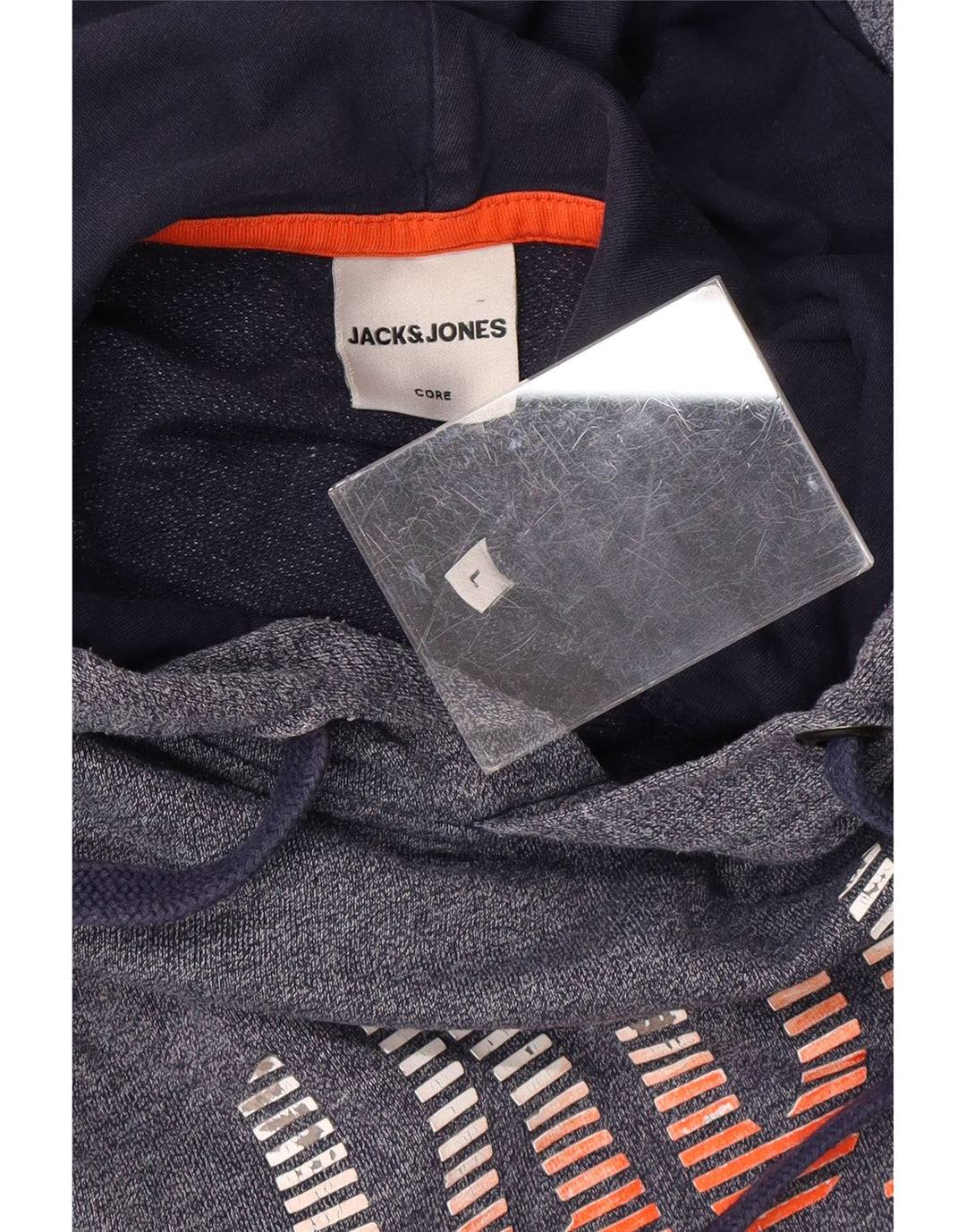 Suéter com capuz gráfico masculino JACK & JONES grande algodão azul marinho
