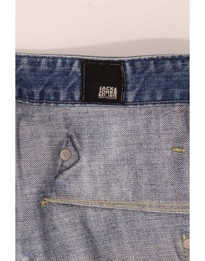 Calça jeans masculina cargo desgastada Jack & Jones W30 L25 azul