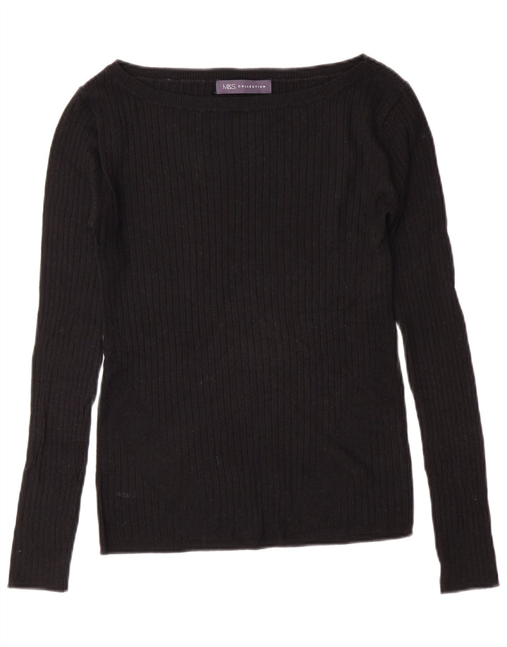 Suéter feminino MARKS & SPENCER com gola canoa Reino Unido 6 XS preto