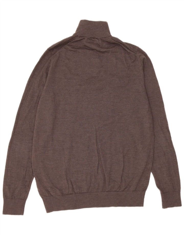Suéter masculino Marks & Spencer Autograph com zíper e gola grande marrom