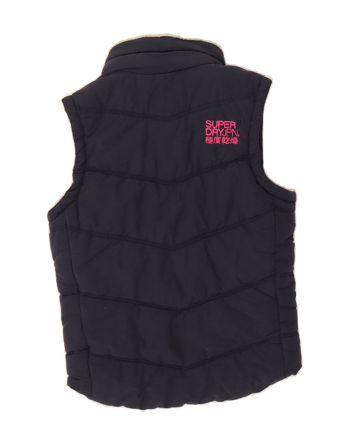 SUPERDRY Womens Padded Gilet UK 10 Small Navy Blue Cotton Vintage Superdry and Second-Hand Superdry from Messina Hembry 