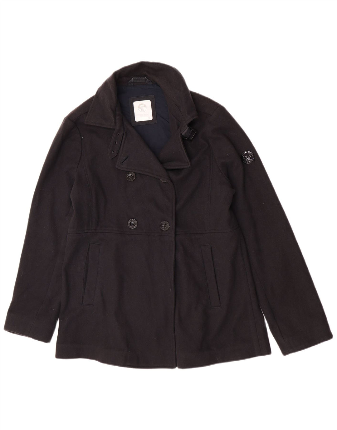 Casaco feminino North Sails Pea UK 14 grande clássico de lã azul marinho