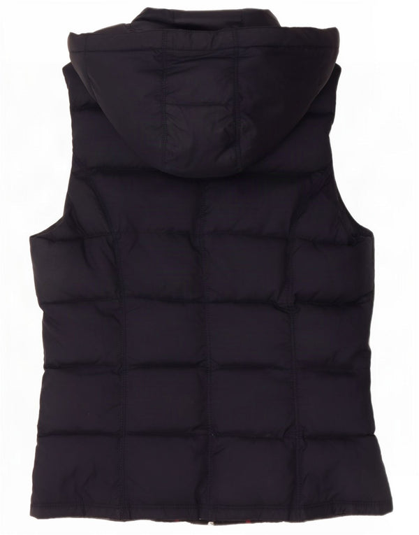 Tommy Hilfiger Colete acolchoado feminino com capuz Reino Unido 10 pequeno nylon azul marinho