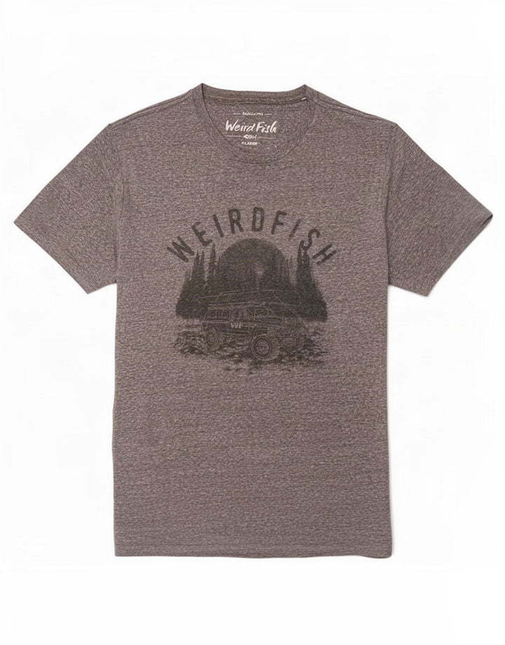 Camiseta gráfica masculina Weird Fish Top XL poliéster manchado cinza