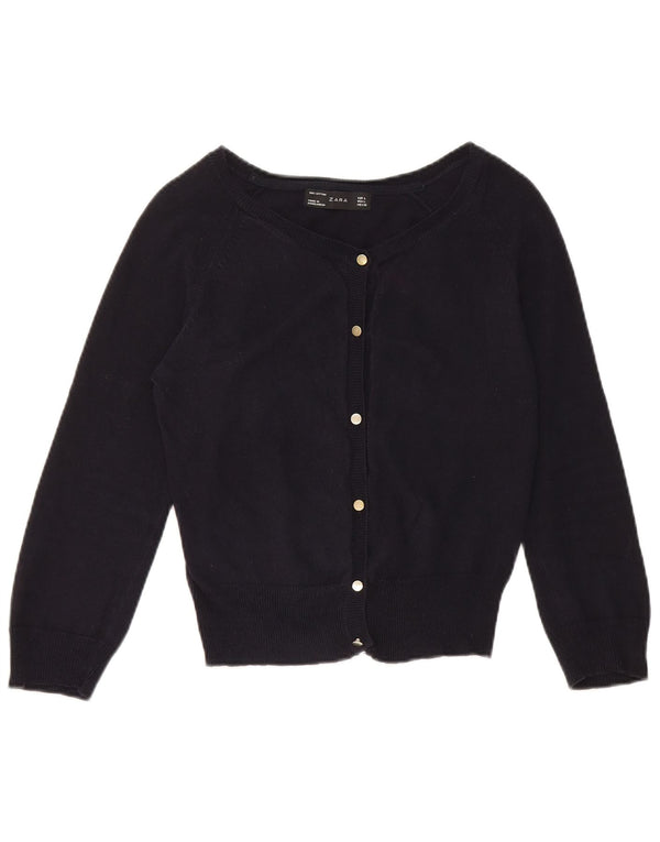 Suéter Zara feminino crop cardigan Reino Unido 14 grande azul marinho