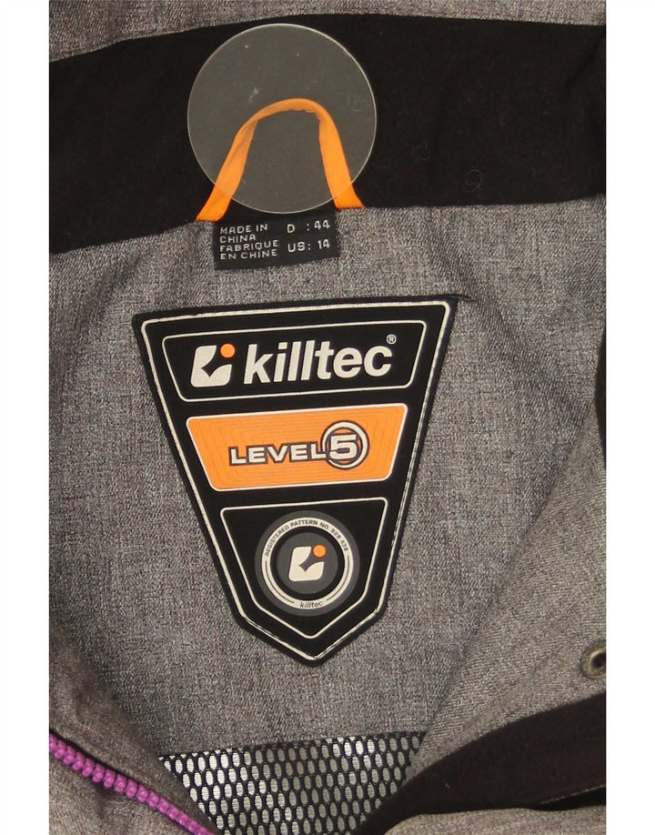 Jaqueta corta-vento feminina com capuz Killtec IT 44 cinza médio colorblock