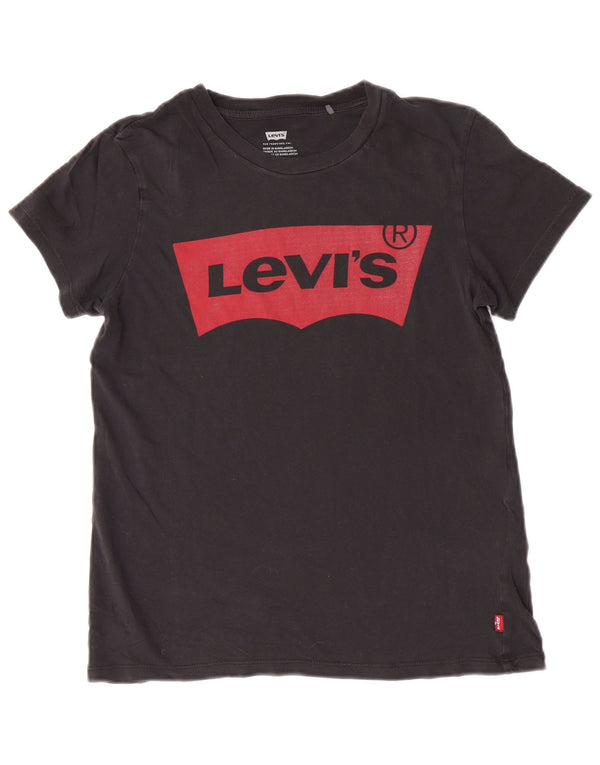 Camiseta feminina gráfica Levi's UK 6 XS algodão preto