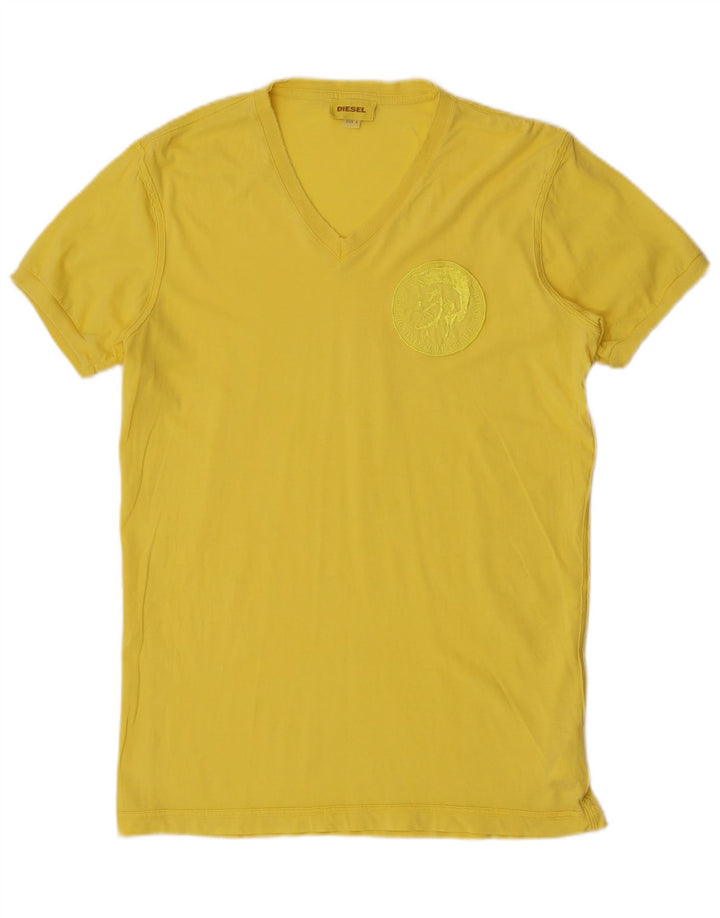 Diesel Camiseta masculina gráfica Top grande algodão amarelo