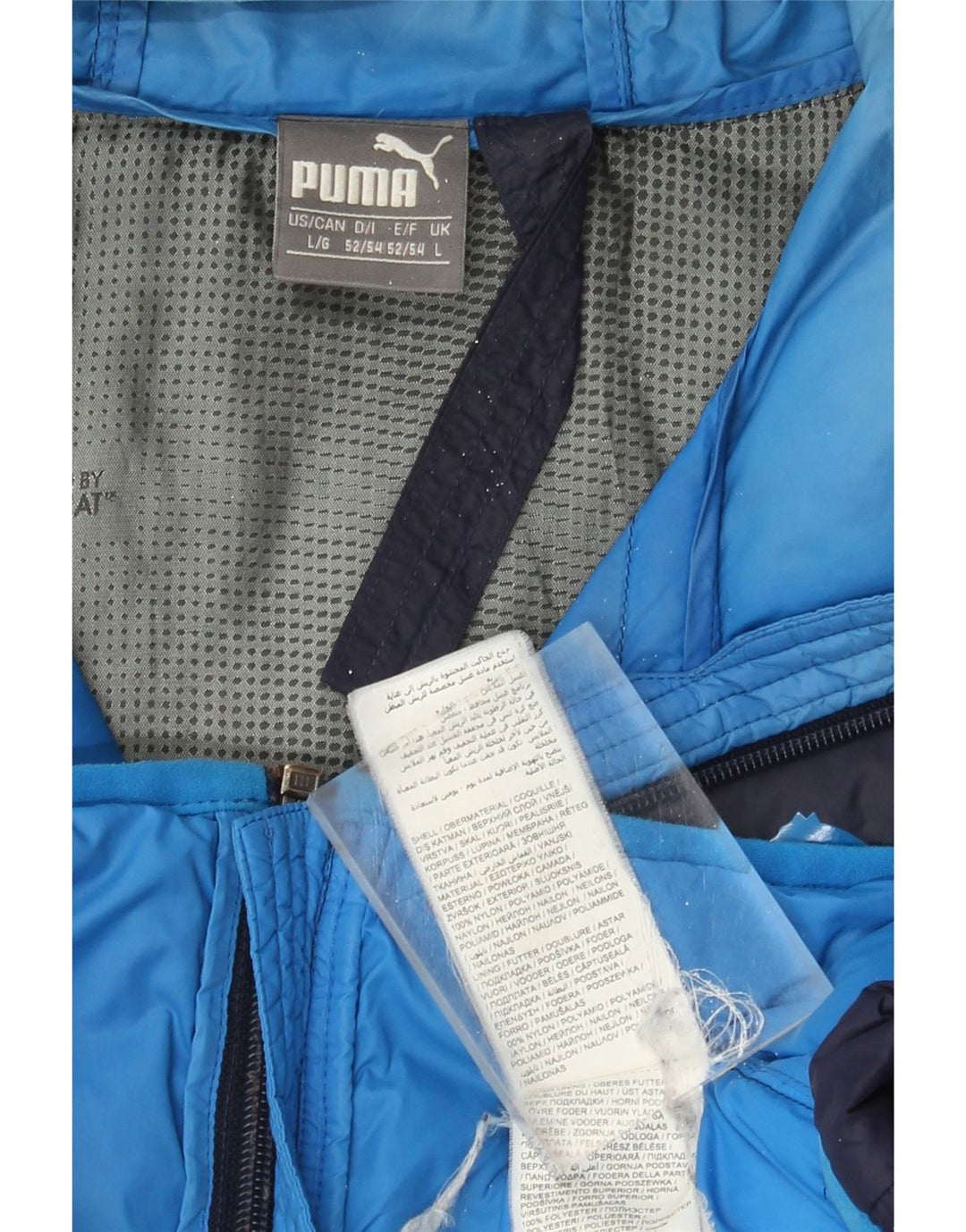 Jaqueta acolchoada com capuz masculina Puma UK 40 grande nylon azul marinho
