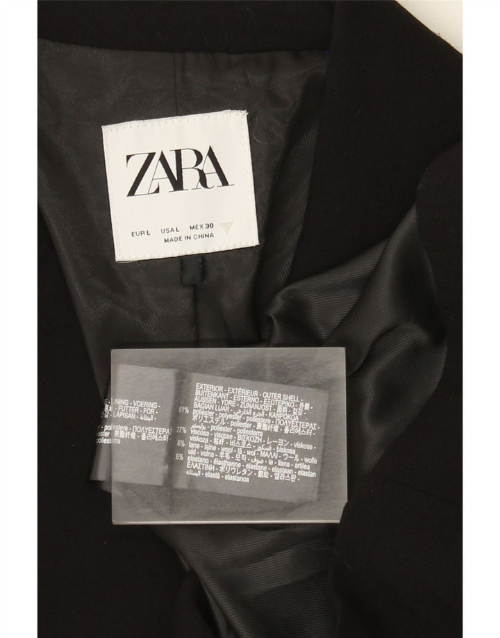 Jaqueta blazer feminina Zara com 1 botão Reino Unido 16 grande poliéster preto
