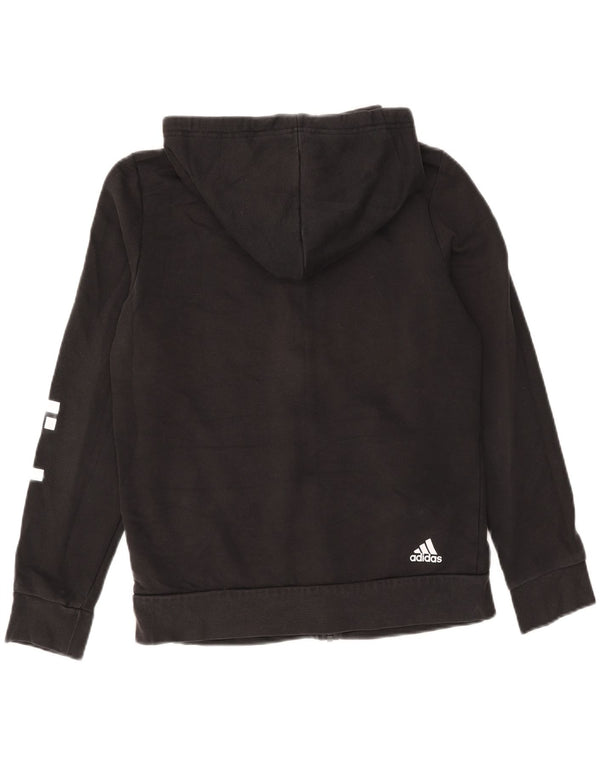 Suéter feminino Adidas com capuz e zíper gráfico UK 16/18 grande algodão preto