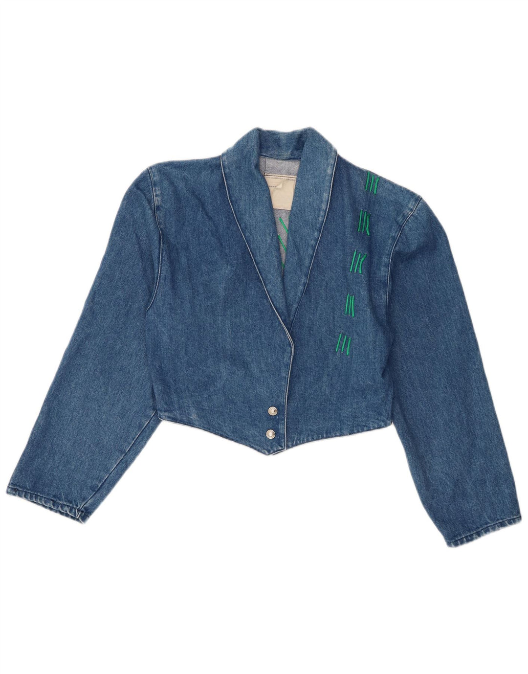 Jaqueta jeans feminina vintage UK 10 algodão azul pequeno