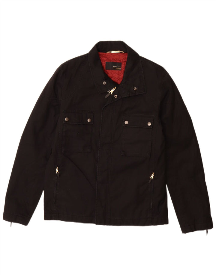 Jaqueta utilitária masculina ZARA UK 38 algodão preto médio
