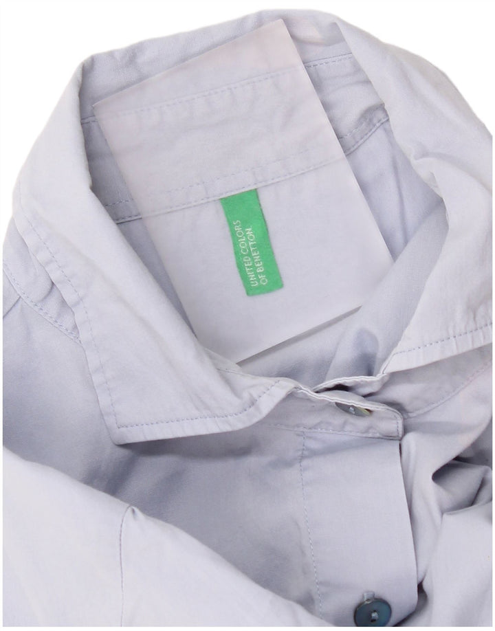 Camisa feminina de manga curta Benetton UK 12 azul médio