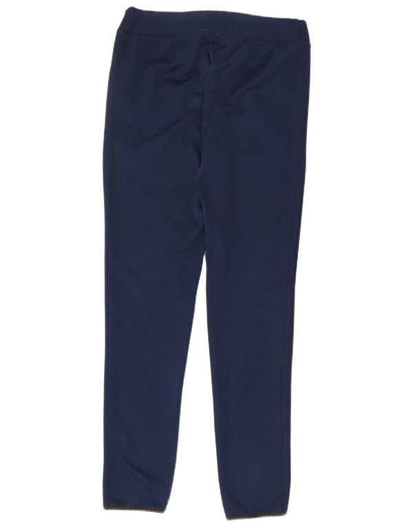 Calça de treino feminina Adidas UK 10 pequena azul marinho poliéster