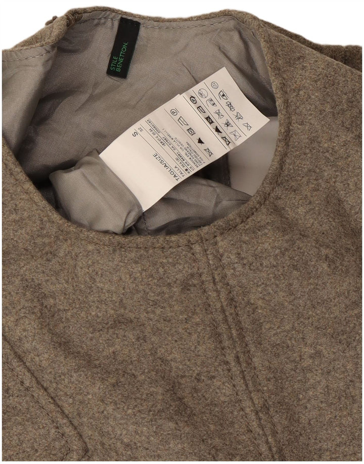 Vestido feminino Benetton sem mangas, UK 10, pequeno, cinza, lã